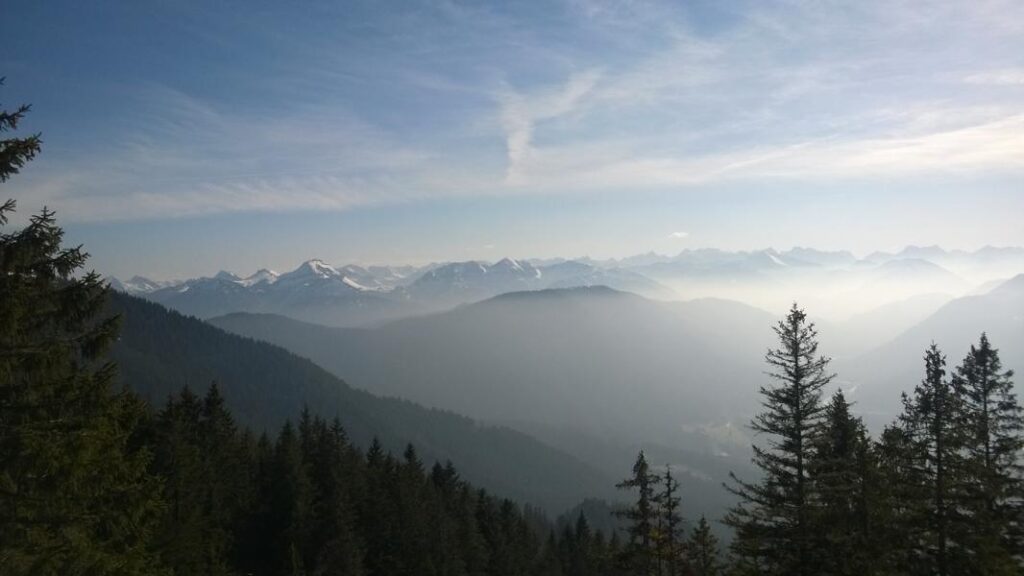 Hiking in the Alps with a view