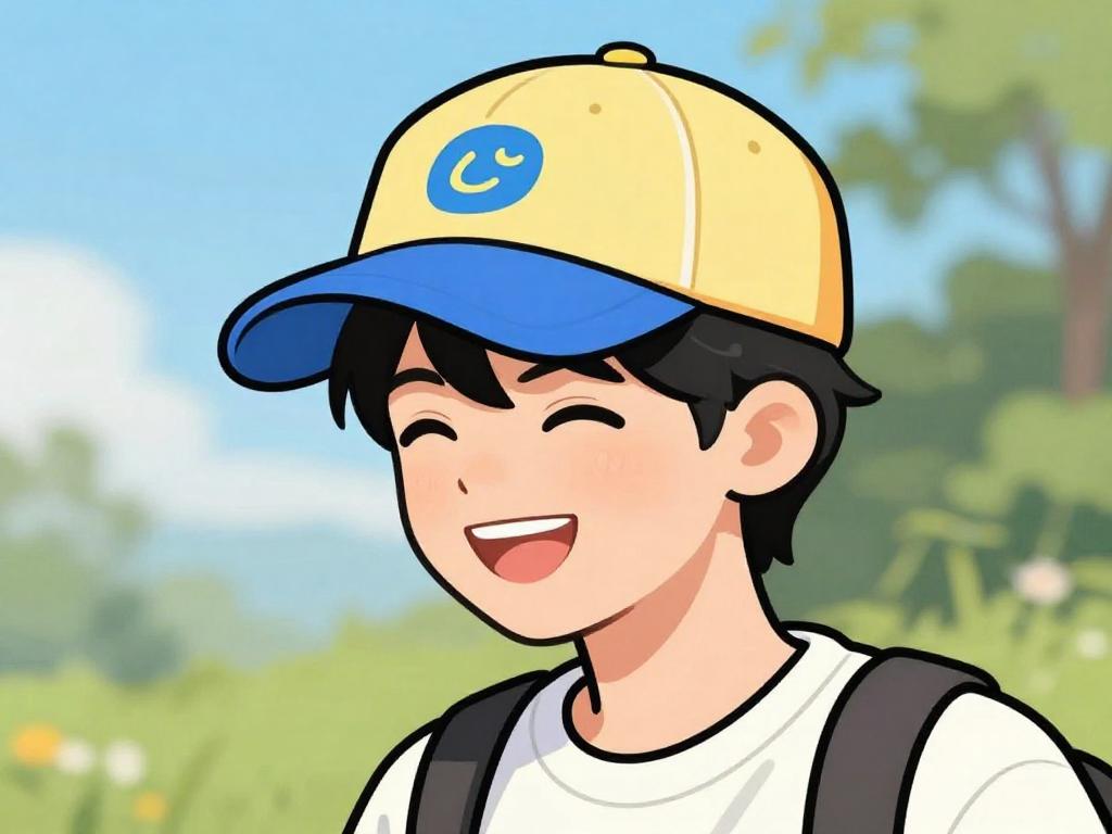 comic image of a guy wearing a baseball cap