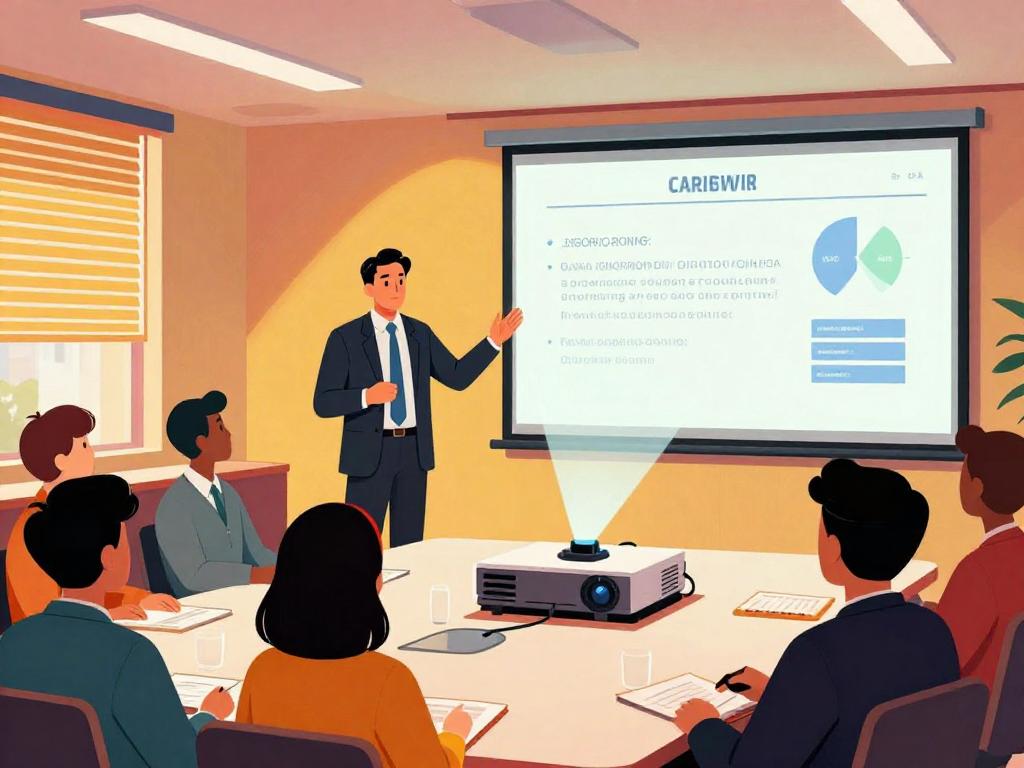 comic image of a business meeting