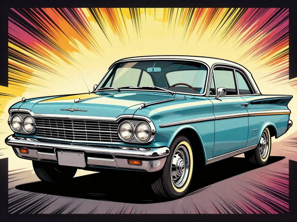 comic image of a classic car